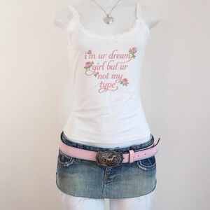 y2k baby tee dream girl cami white lace trim coquette top